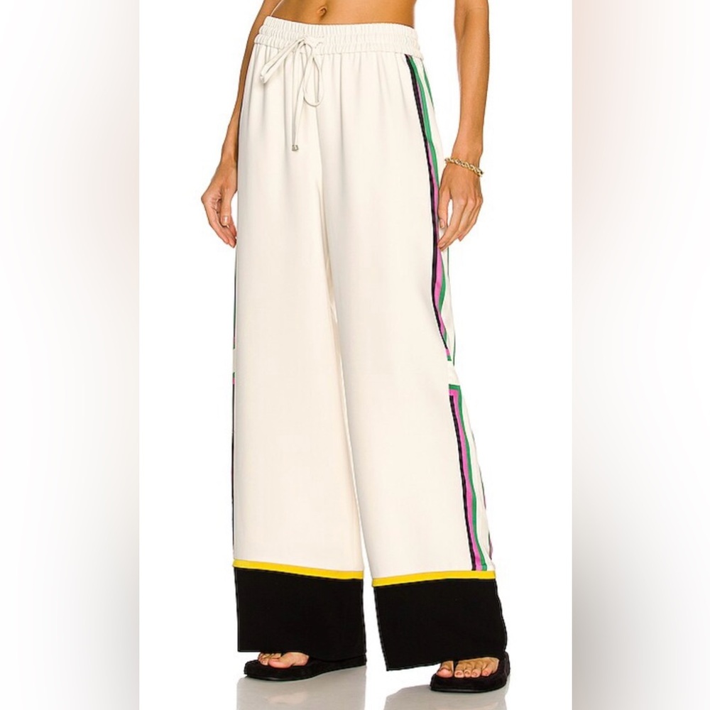 Alexis Cozart Cream Wide-Leg Pants with Multicolor Accents